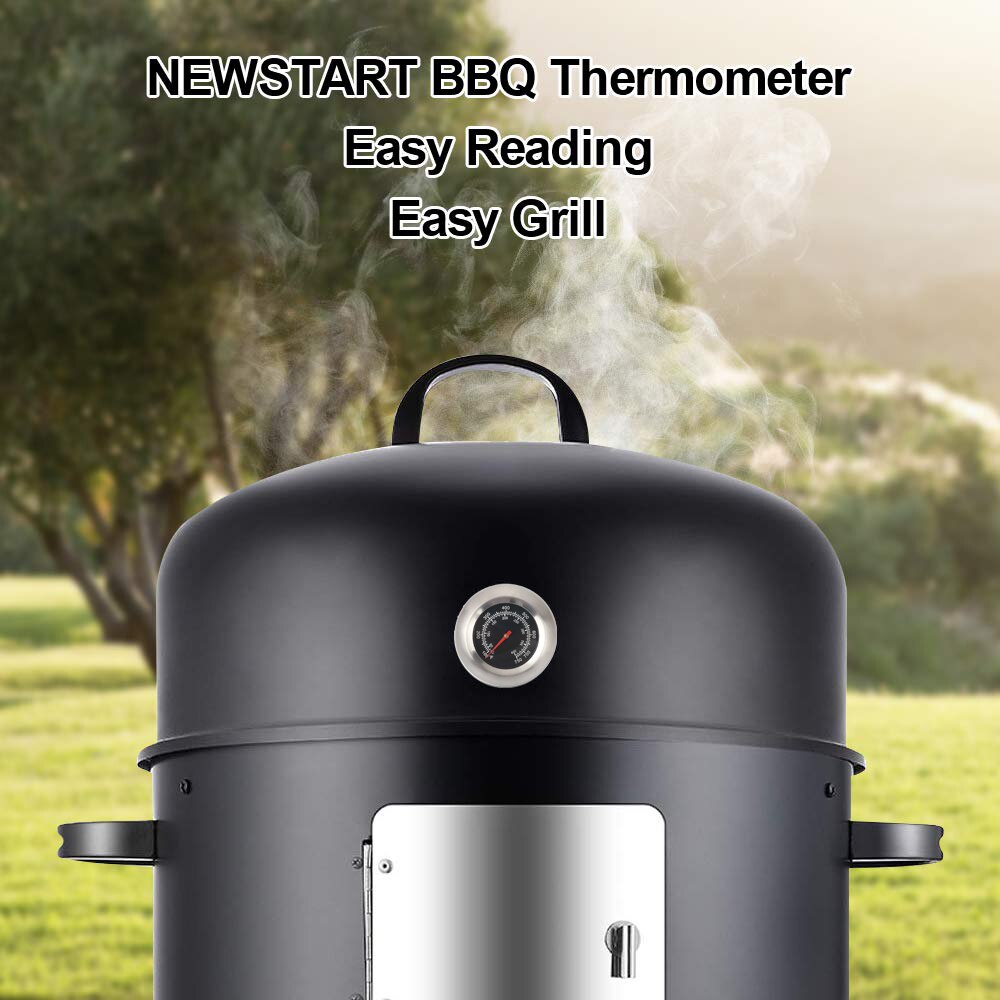 BBQ Thermometer Gauge Charcoal Grill Pit Smoker Temp Gauge Grill Pit Thermometer with Fahrenheit and Heat Indicator for Barbecue