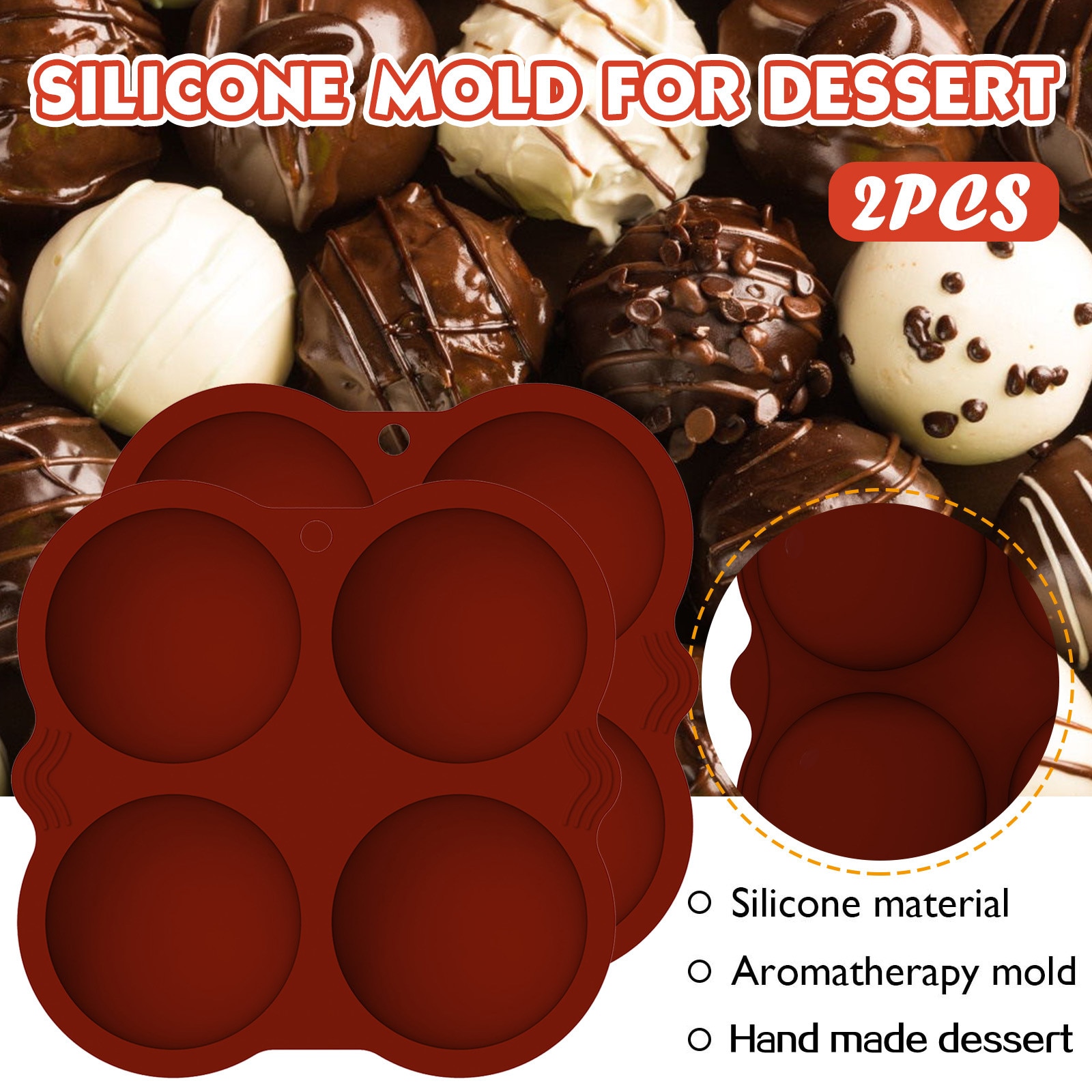Round Silicone Molds For Bombs Medium Semi Sphere Silicone Mold Baking Mold for Making Chocolate Cake Jelly Dome Mousse