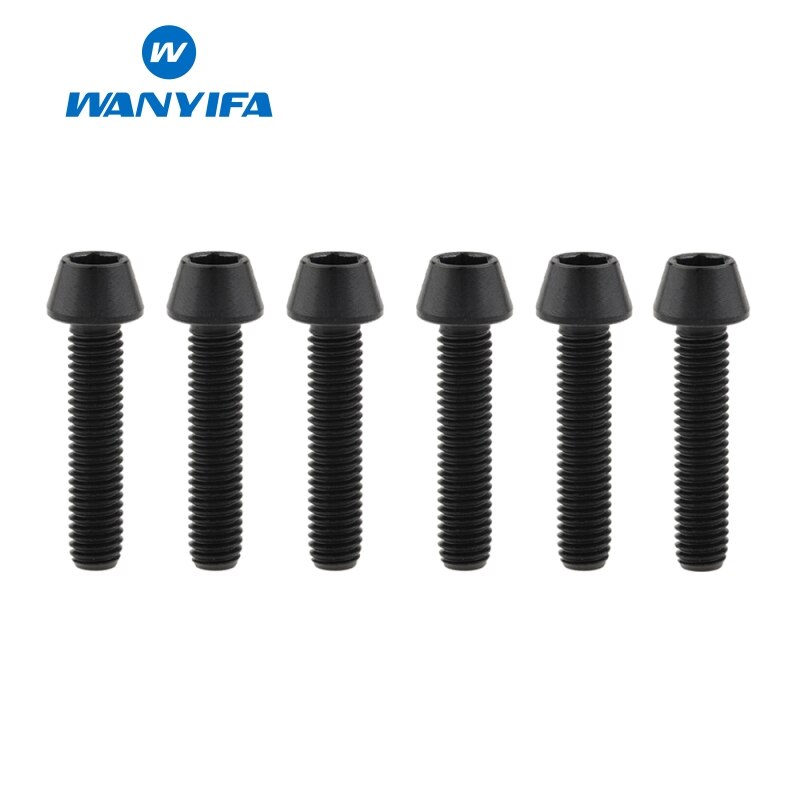 6PCS M5 Titanium Ti Bolts M5X25 30 35 40mm Inner Hexagon Tapered Head Bolt for Bike Bicycle Cycling Accessories Fastener Screws: M5x25 Black