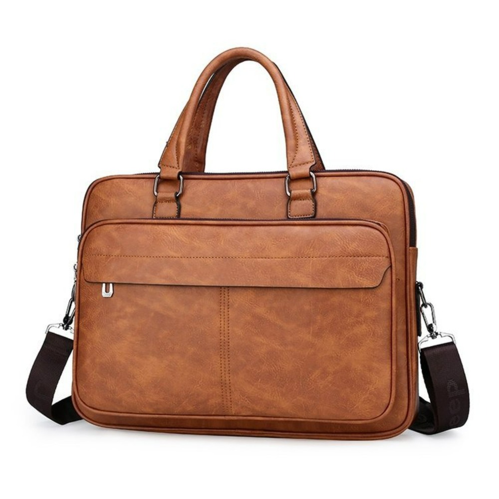 Men Bussiness Bag Large Capacity Pu Leather Luxury Briefcases Tote Bolsas Black Waterproof Handbag Shoulder Crossbody Bags