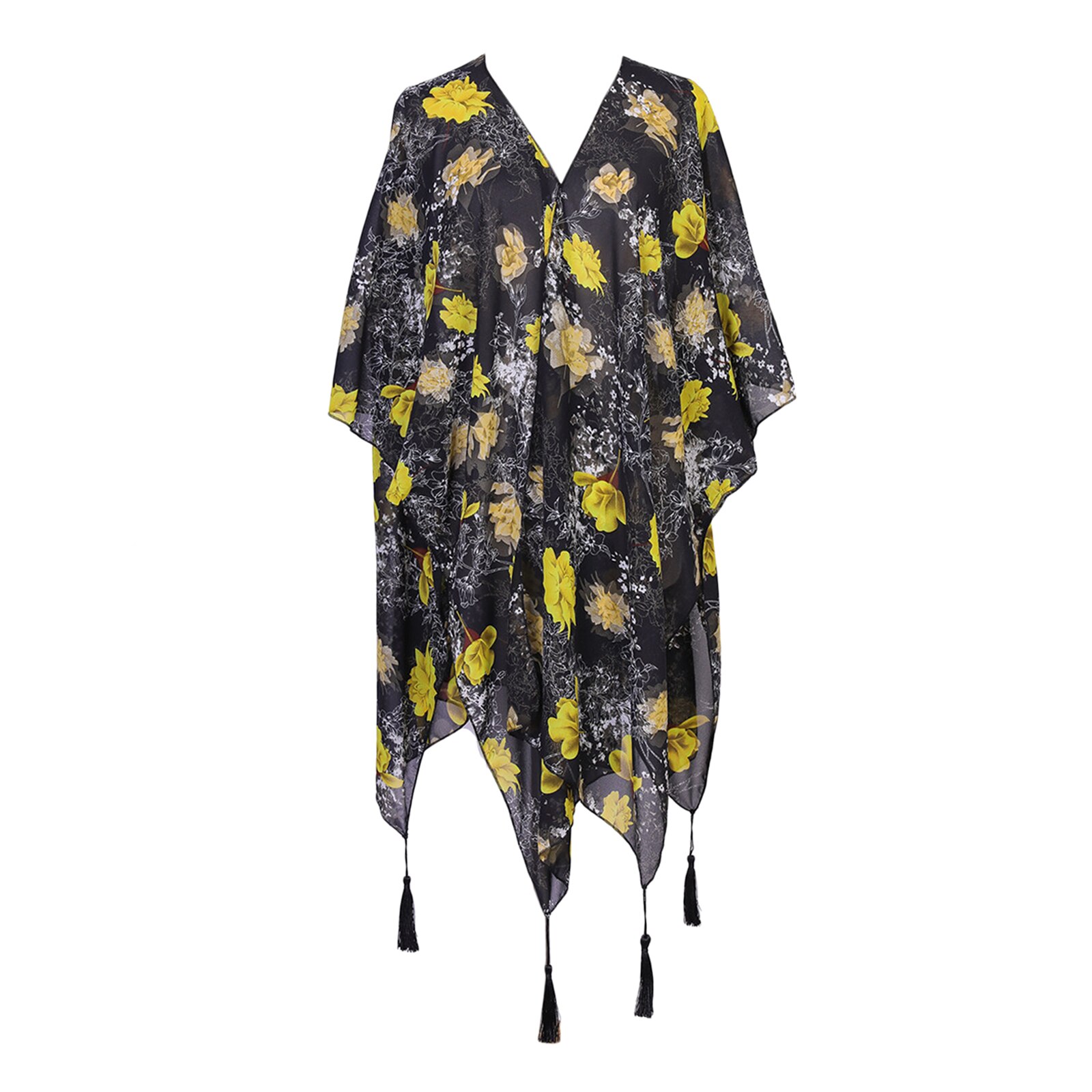 Kimono de gasa para mujer, cárdigan, Top, capa de playa, Bikini, cubierta