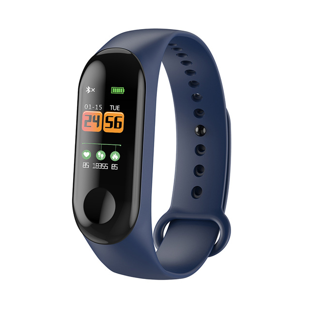 montre intelligente étanche Fitness Bracelet pression artérielle moniteur de fréquence cardiaque bande Bluetooth pousser pour IOS Android téléphone: Blue