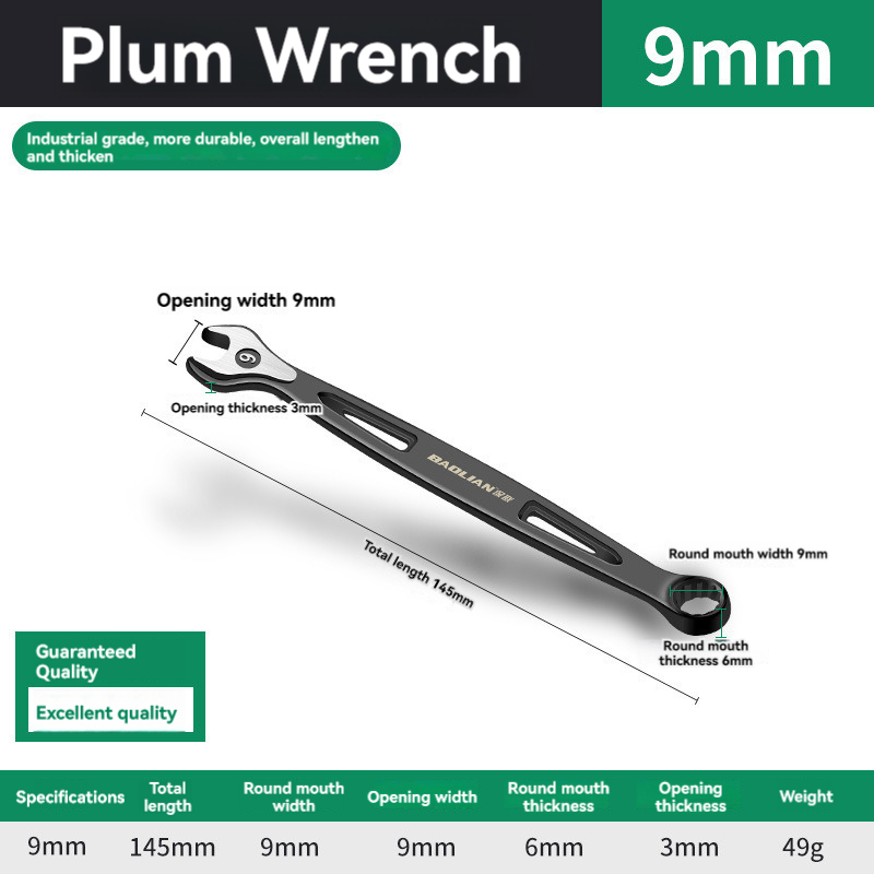 Durable Ratchet Wrench 8-32mm Plum Blossoms Open Combination Wrench Two-Way Double Fast Ratchet Wrench Auto Repair Tools: black