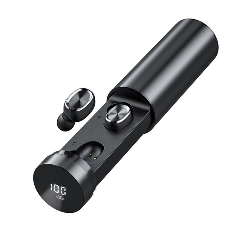 Bluetooth hörlurar trådlösa två öron sport löpning mini musik hörlurar hifi ipx 7 vattentäta hörsnäckor touch control headset för: Svart