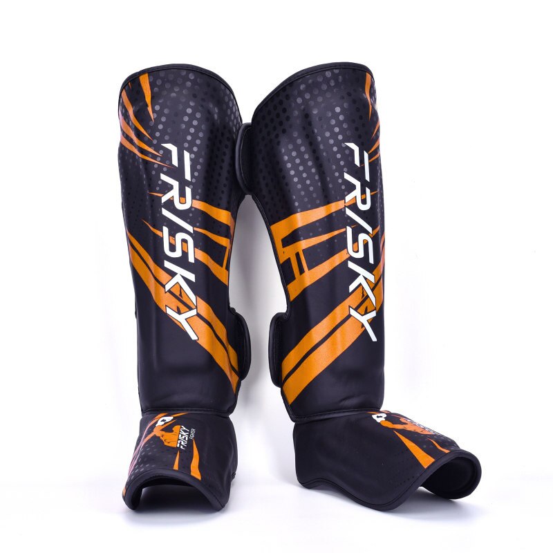 BN Thicker Boxing Shin Guards KickBoxing Fitness Anckle-support EVA Protection MuayThai Sanda Leg Shin Pad Taekwondo Guard: Orange / M 135cm to 159cm