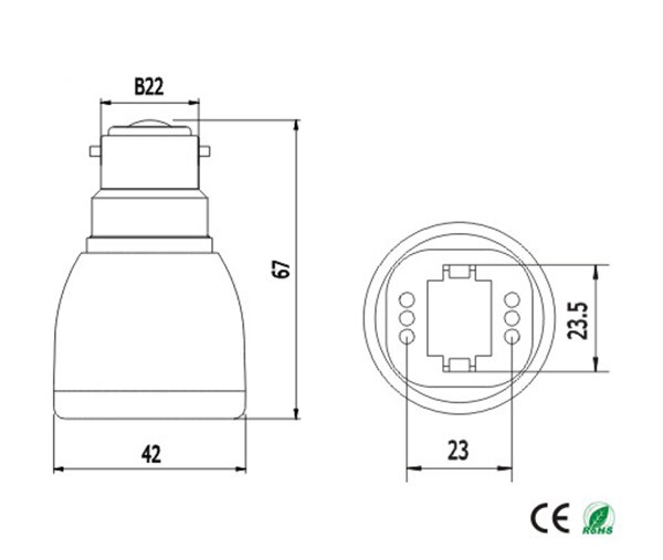 B22 to G24 Light Socket adapter, B22 to g24 lamp holder converter, CE Rohs,Install G24, Gx24 2P 4P to B22 Socket