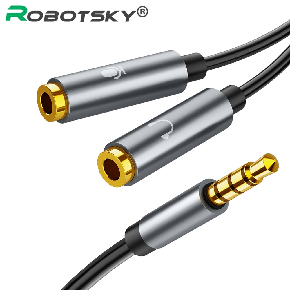 Jack da 3.5mm per cuffie Mic divisore Audio cavo adattatore prolunga Aux placcato in oro per microfono per PC