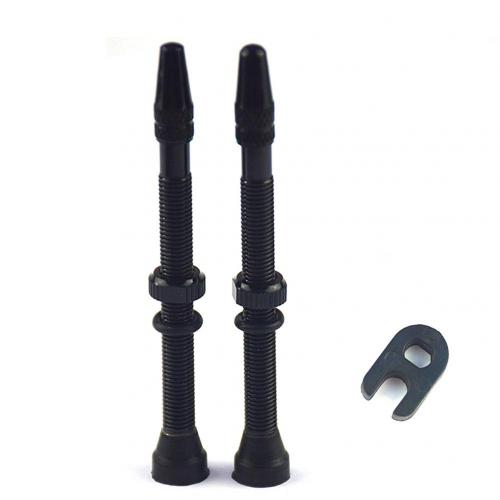 2Pcs 48/60/78mm Road MTB Bike Bicycle Tubeless Tires Alloy Presta Valve Stems Bicycle Tubeless Tires Brass Core Stem Tubeless: Black 78mm