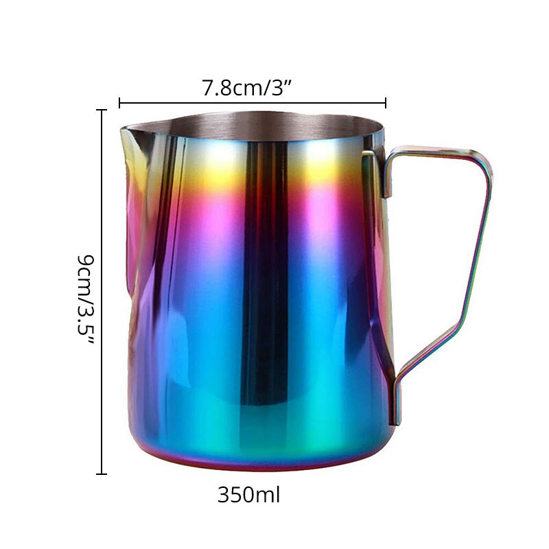 Melkopschuimkannetje voor latte art regenboogkleurige koffiemokken roestvrijstalen melkopschuimer voor espresso 350/600ml: 350ml