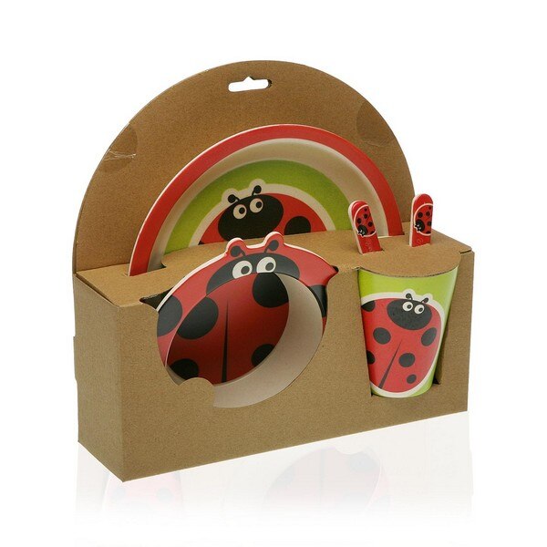 Set de Vajilla Fibra de Bambú Infantil Mariquita (5 pcs)