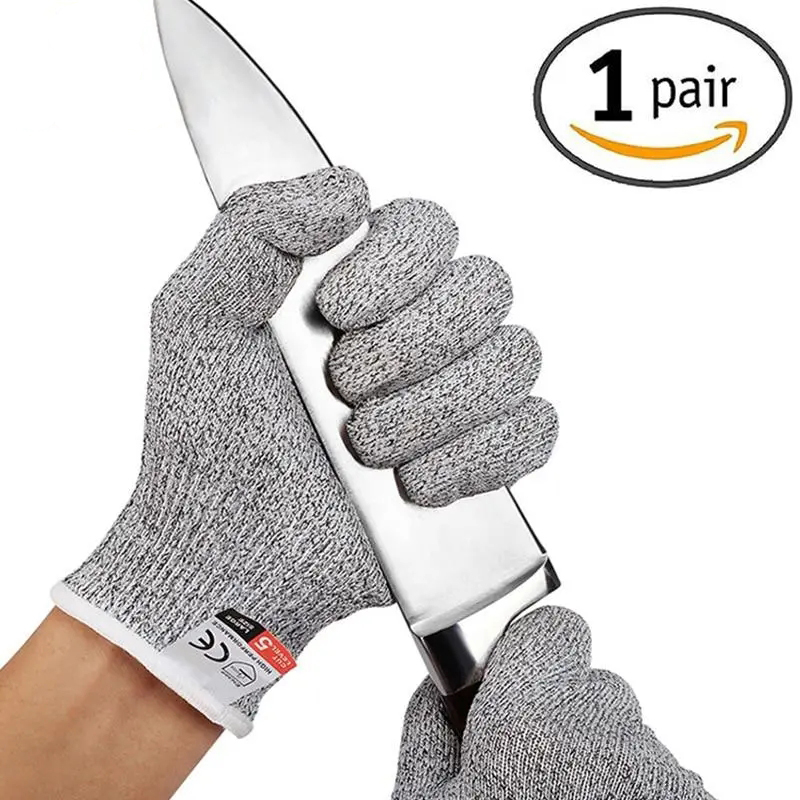 Gants métalliques en fil métallique résistant aux coupures de niveau 5, gants de cuisine pour boucher des huîtres, gants de sécurité pour le jardinage des poissons