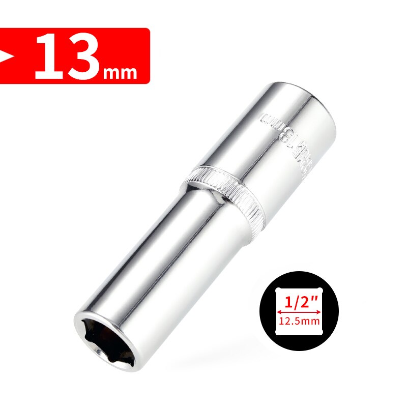 1/2 tommer  (12.5mm lengre hode 8-32mm cr-v pipenøkkelsett sekskantet skrallehode for bilreparasjonsverktøy: 13mm