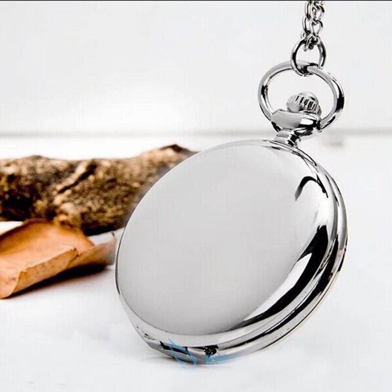 Retro Glad Mannen Zwart Zakhorloge Zilver Polish Quartz Fob Pocket Watches Hanger Met Ketting: Gear Black