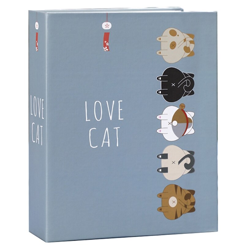 Cartoon Print 7" Photo Album 100 Photos Memory Books Horizontal and Vertical Portable Family Photo Scrapbook Album Home Retailsa: Cat