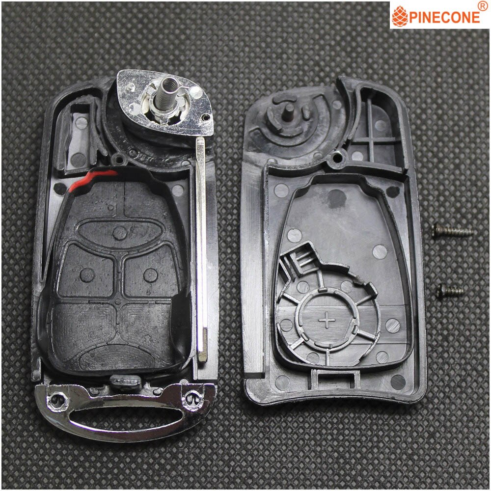 AURONOVA Upgrade Folding Key Shell for Chrysler 200 PT Cruiser Sebring Dodge Avenger Durango Jeep 4+1 Button Remote Car Key Case