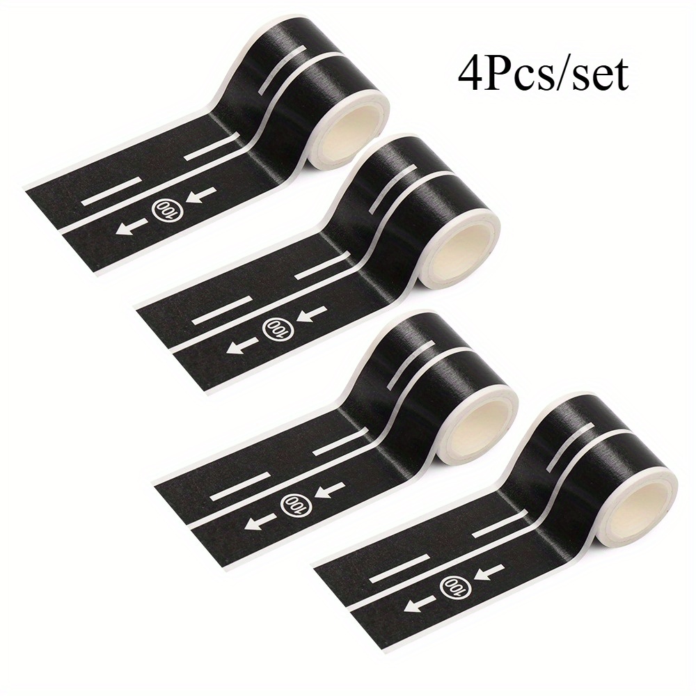 2/4/5Pcs DIY Railway Road Tape Traffic Sticker Adhesive Intelligence Route Mark Safety Education Study Road Signs Tool: Red