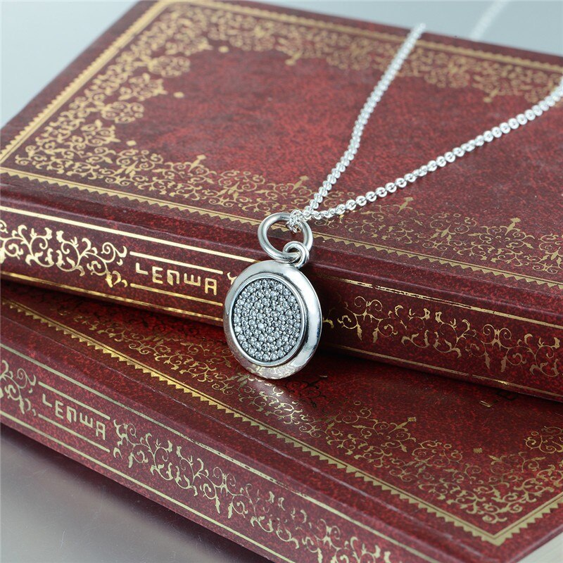Round Dangle Necklace & Pendant Sterling Silver Jewelry European Style Woman Jewelry Making Chorker Chain