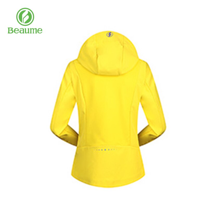 Beaume Windproof Sports Winter Lightweight Hooded Thick Softshell Women's Jacket for Skating 71016 Yellow