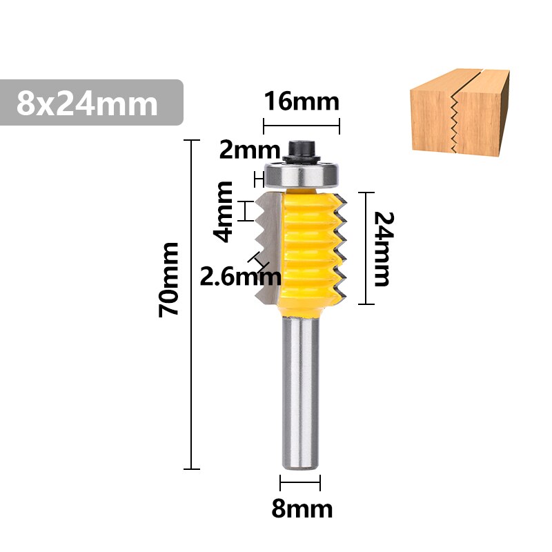 XCAN Joint Router Bit 8mm Shank Raised Panel V Joint Bits Finger Joint Glue Milling Cutter Tenon Cutter Wood Router Bit: 8x24mm