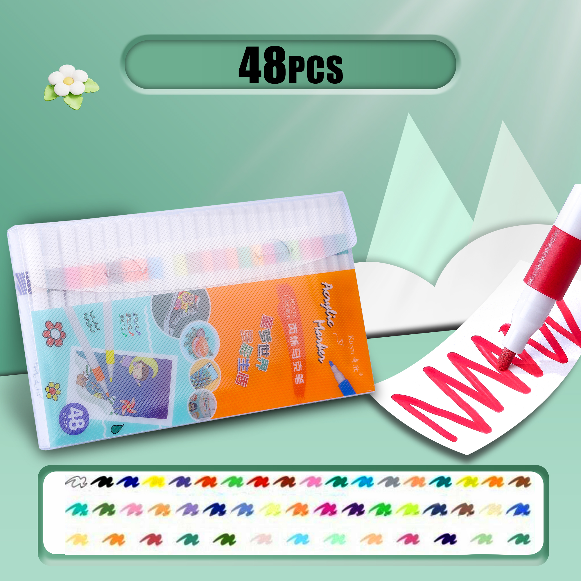 Juego de 12-60 Colores, rotulador artístico de pintura acrílica, pintura rupestre para niños, Graffiti, piedra, cerámica, vidrio, madera, manualidades DIY, suministros de arte: YELLOW