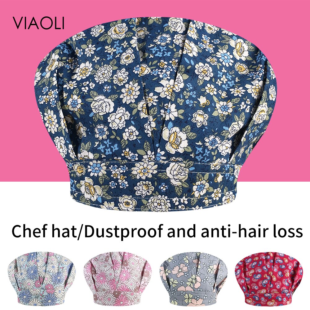 Cartoon print koksmuts met zweethanddoek katoen dames heren stofdicht laboratoriumwerk koksmuts opruiming scrubmutsen