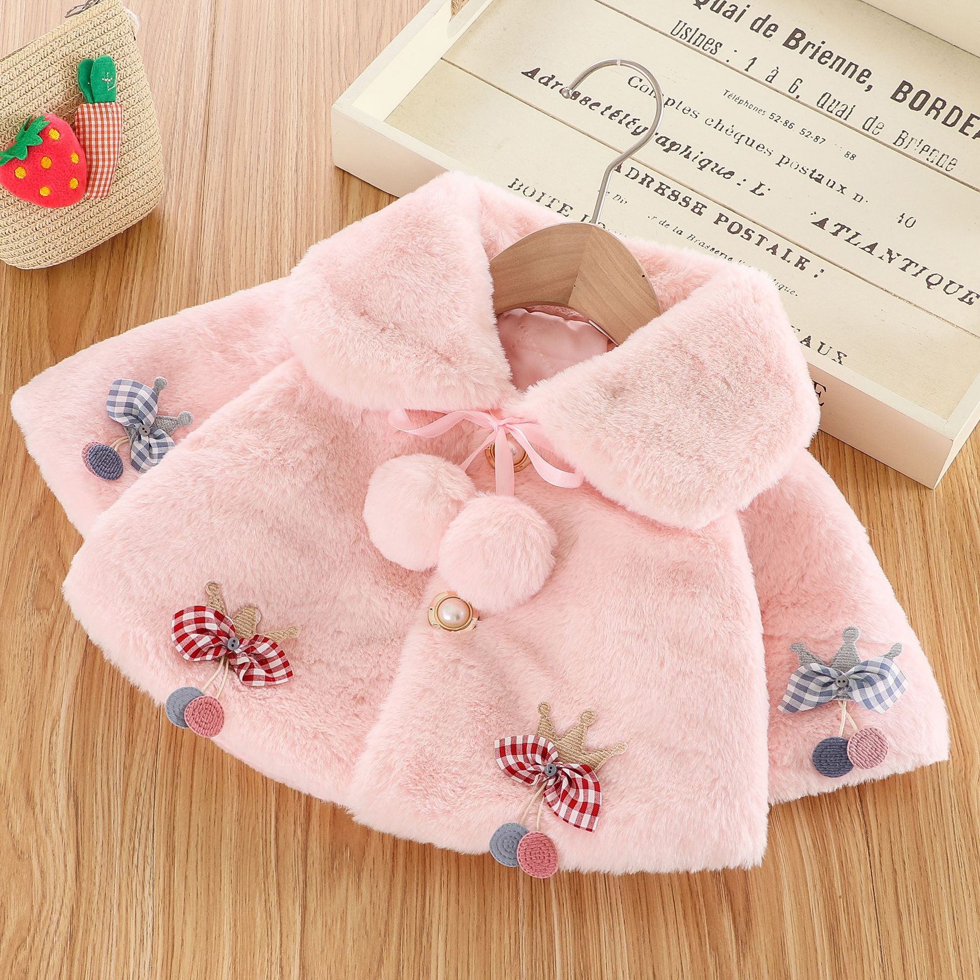 Kinderkleding Baby Meisje Winter Kleding Prinses Fan Mantel Vrouwen Koreaanse Stijl Leuke Boven Knie, mini Solid: Roze / 9m