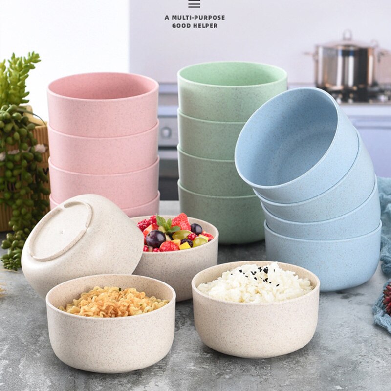 Tarwe Stro Kom Set Kinderen Servies Huishoudelijke Rijstkom Set Tarwe Servies Set Leuke Baby Kom