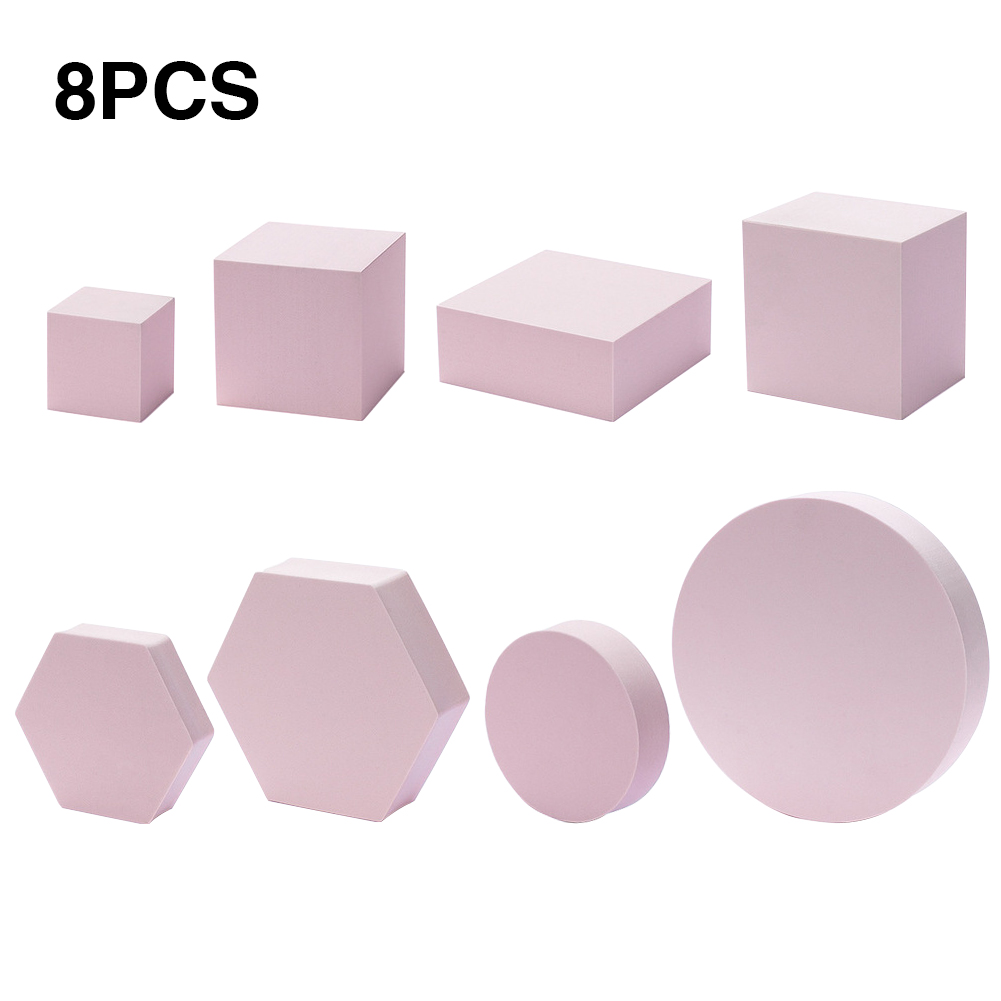 8pcs Hard Foam Shapes Makeup Tools Studio Shooting Props Geometric Cube Cosmetics For Lipstick Craft Photography Background: Pink