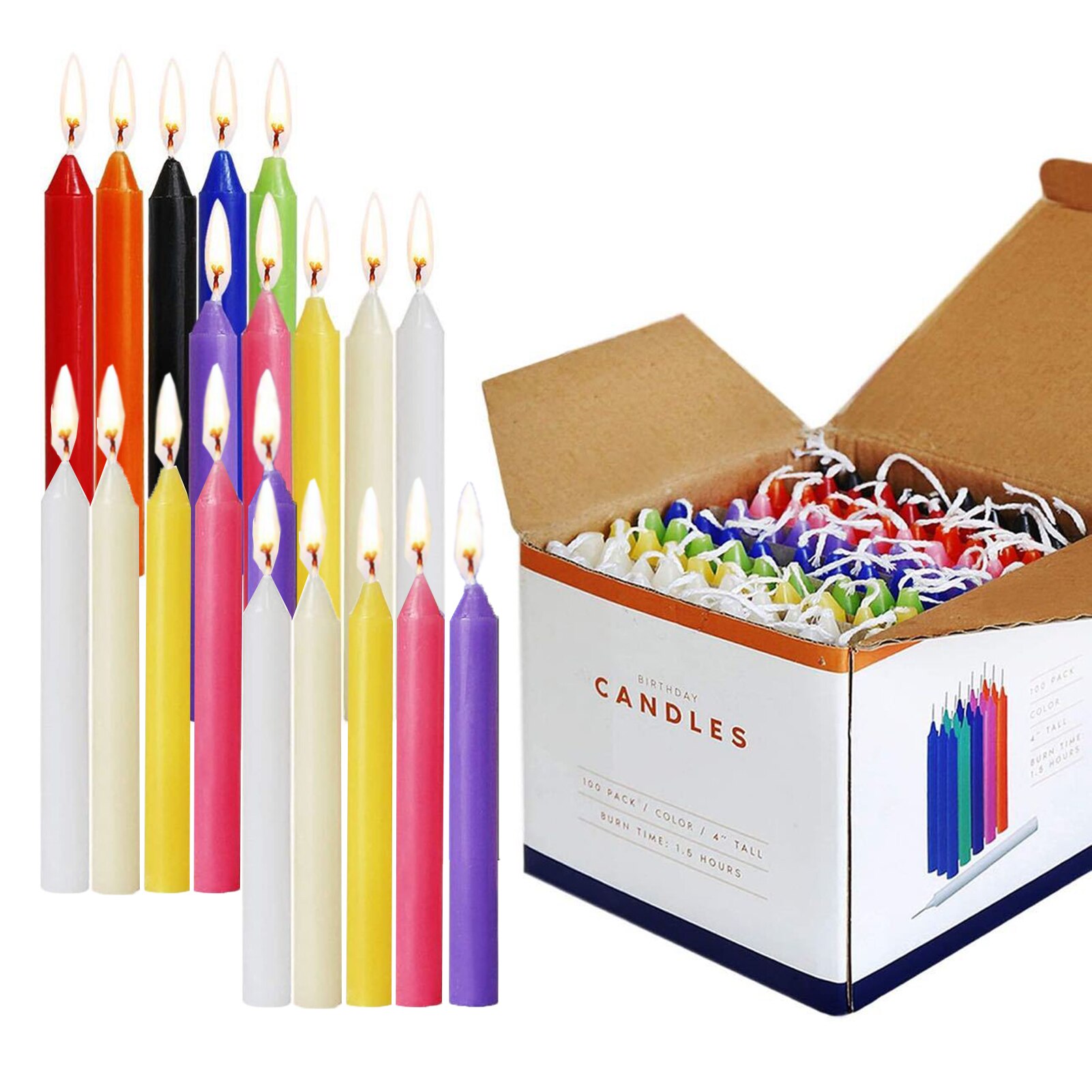 100PCS Unscented Taper Candles 12cm Dripless Hand Poured Wax Mokeless Candles For Wedding Christmas Spa Aromatherapy: Default Title