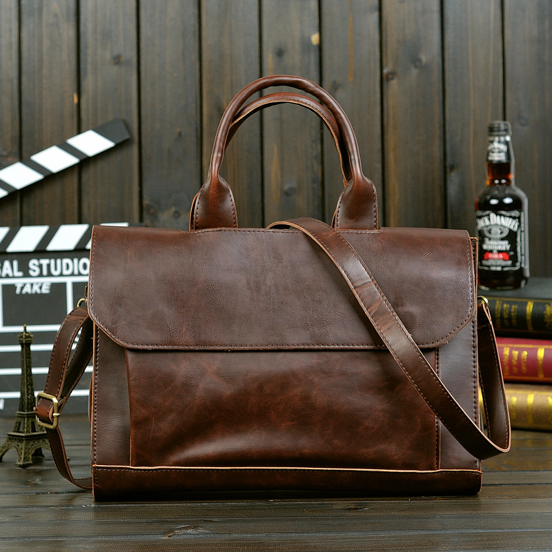 Sac à main pour homme rétro sac à main en cuir de cheval fou sac à main pour ordinateur portable sacs à bandoulière d'affaires besace d'ordinateur portable hommes sacs à bandoulière