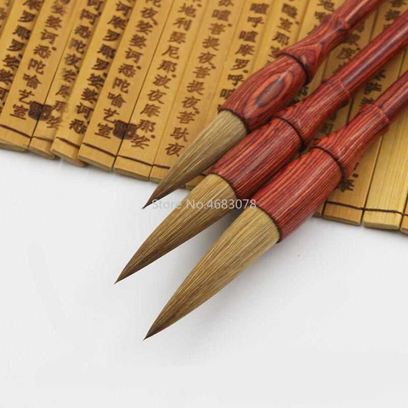 3 piezas de pelo de comadreja pura escritura china pluma de caligrafía conjunto de pinceles de escritura Regular medio bursh para arte dibujo pintura suministros