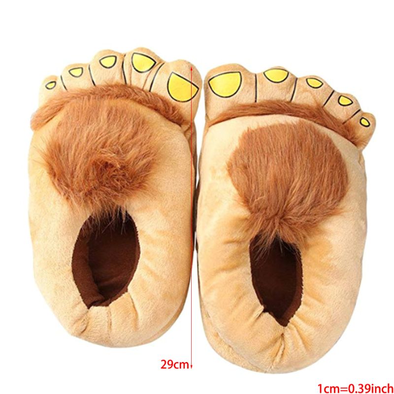 Pantuflas de aventuras peludas de Pies Grandes para hombre, cómodas, cálidas, novedad, Invierno