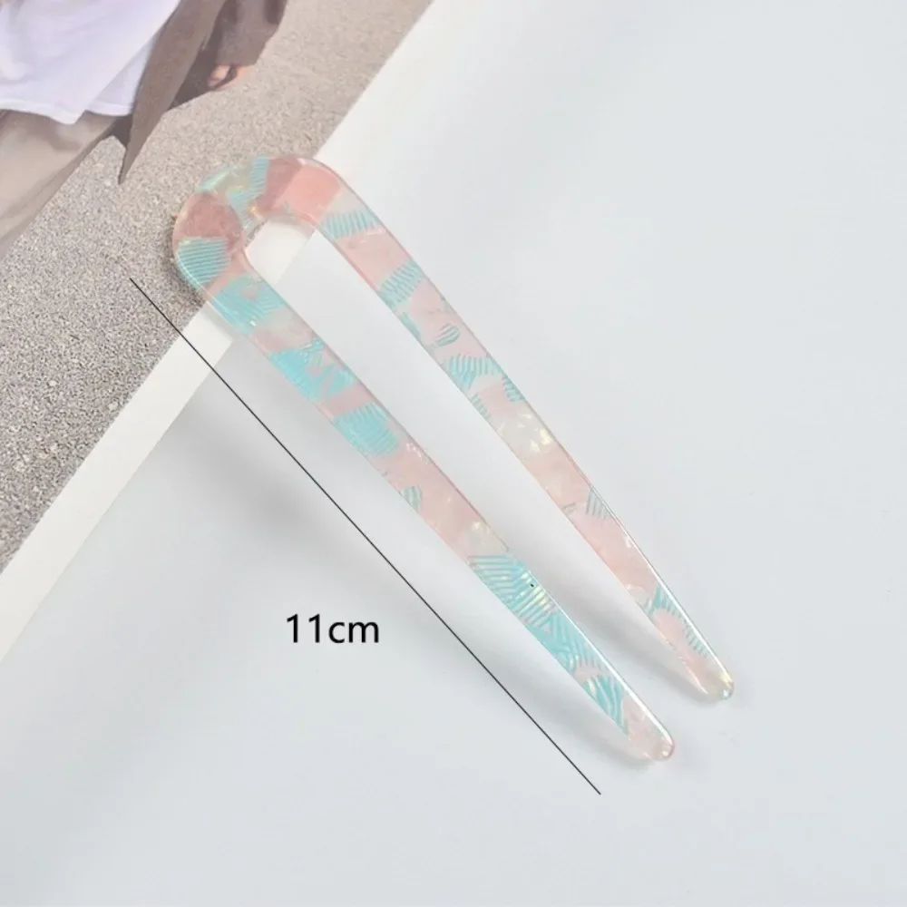 Horquilla para el pelo en forma de U, palitos para el pelo de geométrico a la de acetato, horquilla de carey, accesorios para la cabeza para mujeres y niñas