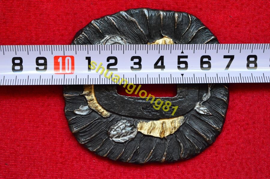 Signed Japanese Alloy Guard Tsuba For Samurai Katana Sword Guard Wakizashi HandMade