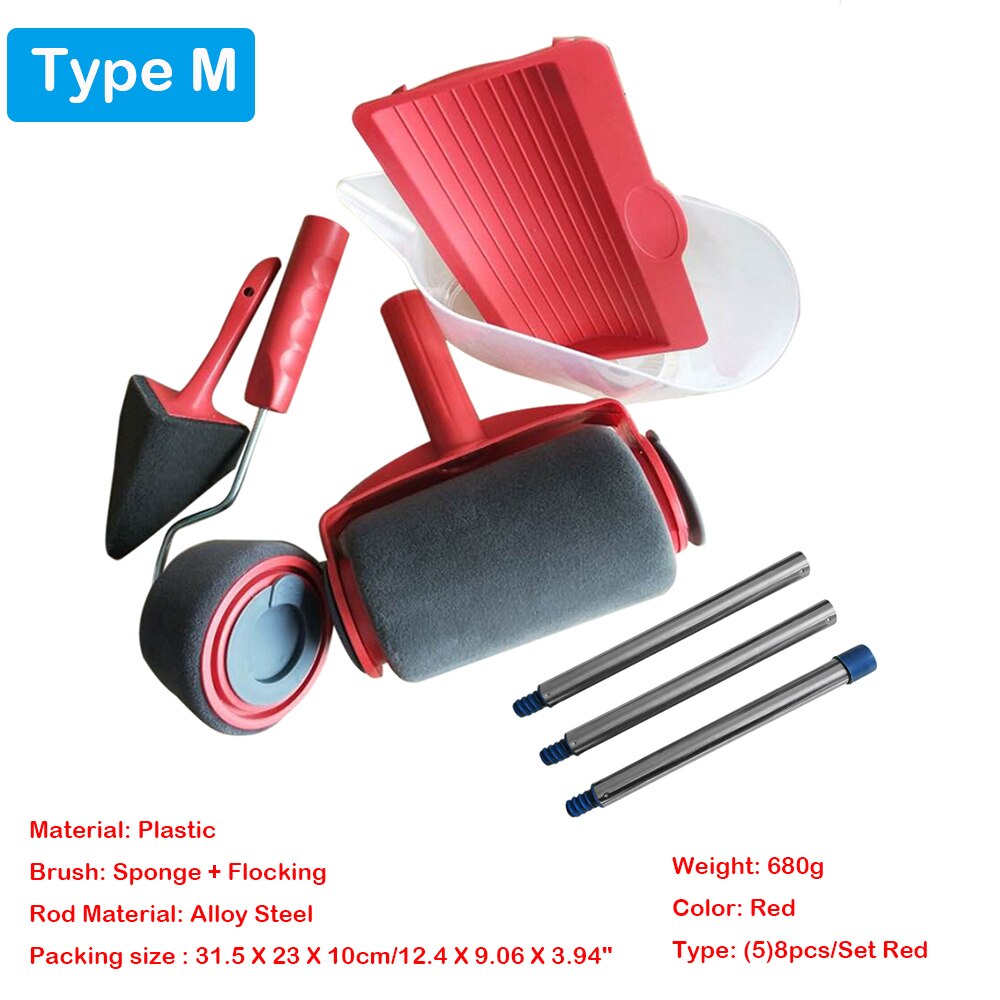 5pcs Paint Runner Roller Brush Tool Set Multifunctional Paint Roller Set Room Wall Painting Brushes Set Home Repack Tool Newst: M