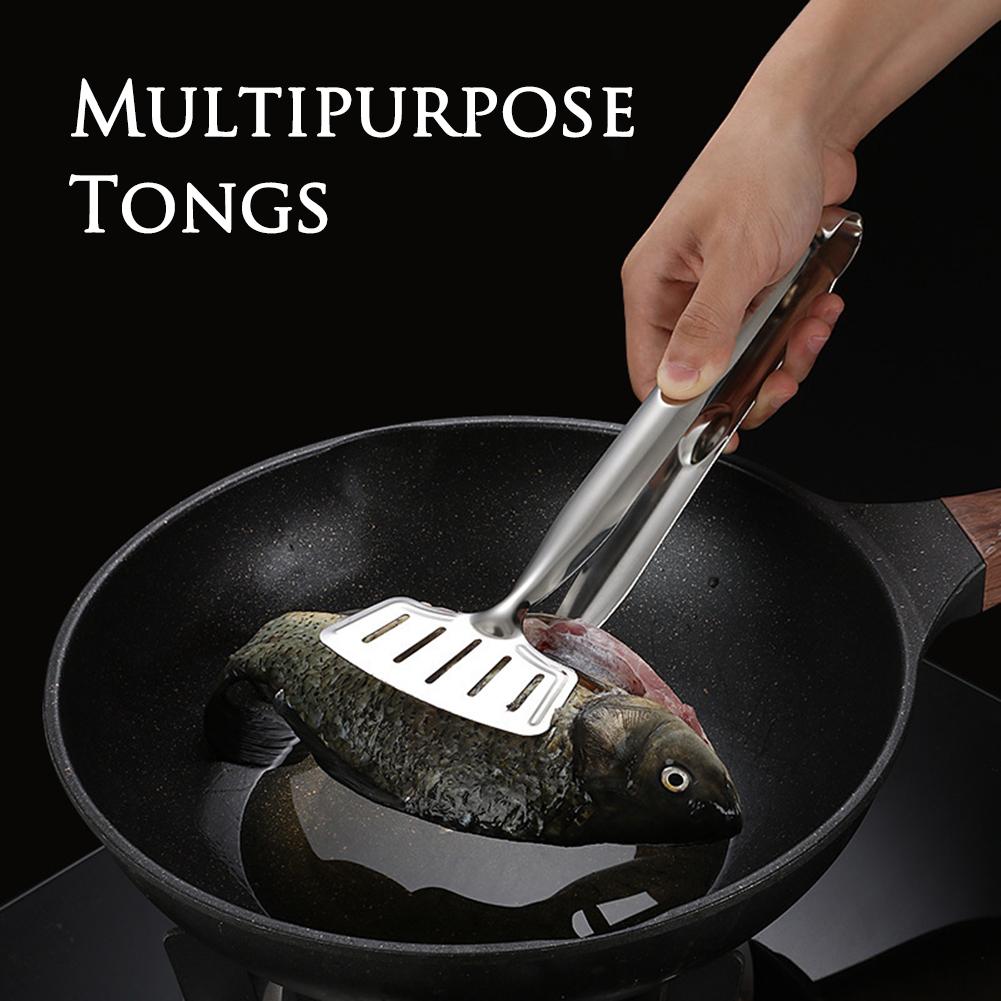 Stainless Steel Kitchen Multipurpose Tongs Double Spatula For Cooking Fish Egg Pancake Bread Steaks Burgers Buffets