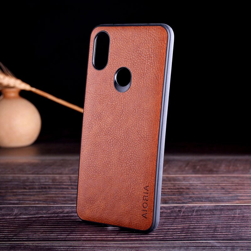 Case Voor Xiao Mi Mi A2 Lite Vintage Lederen Litchi Skin Soft Tpu Cove Met Siliconen Cover Coque Capa: mi A2 lite / Brown