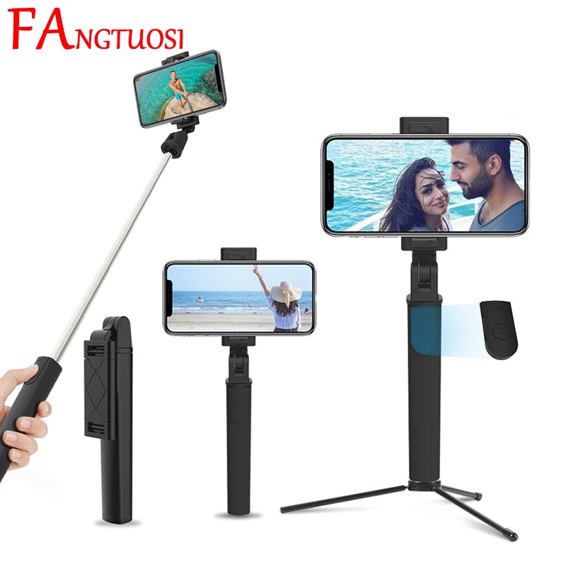 Fangtuosi Draadloze Bluetooth Selfie Stick Opvouwbare Handheld Monopod Mini Statief Met Afstandsbediening Sluiter