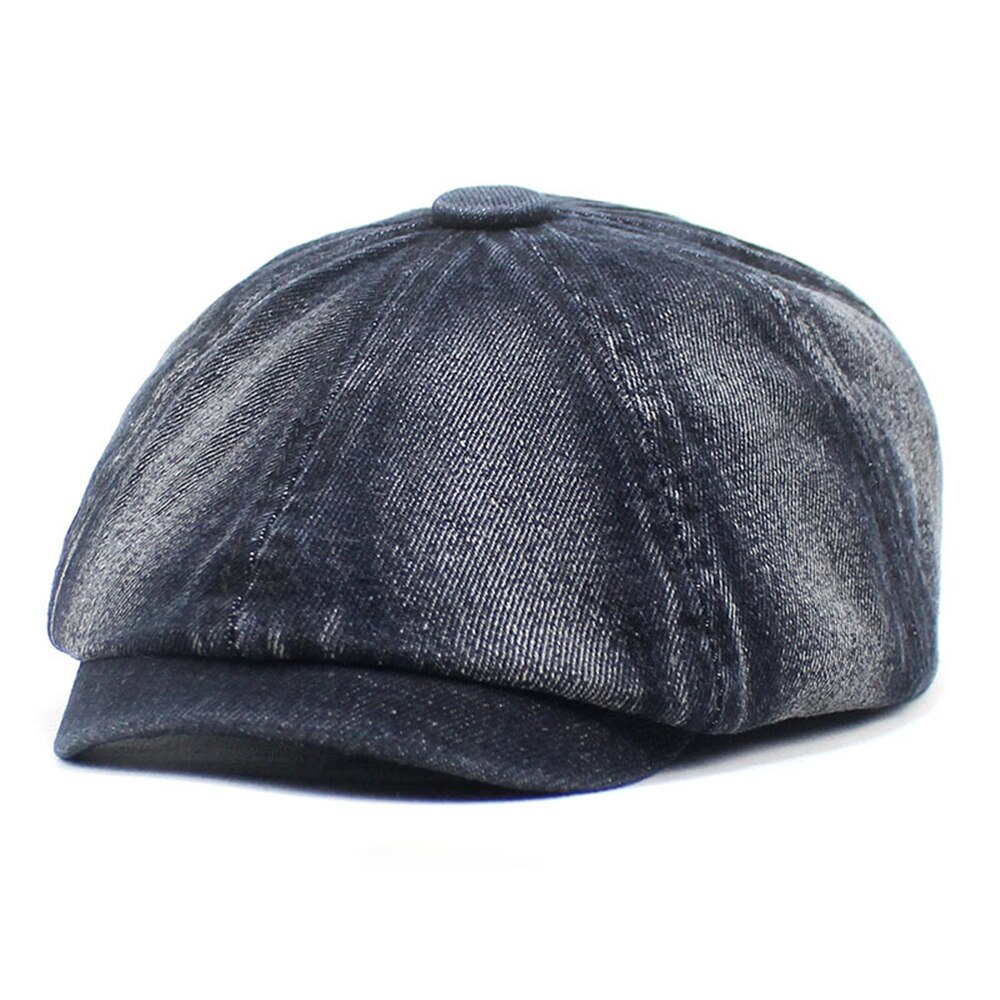 Casquette de livreur de journaux en Denim bleu, chapeau à huit panneaux en coton pour hommes et femmes, casquettes de garçon de boulanger, rétro