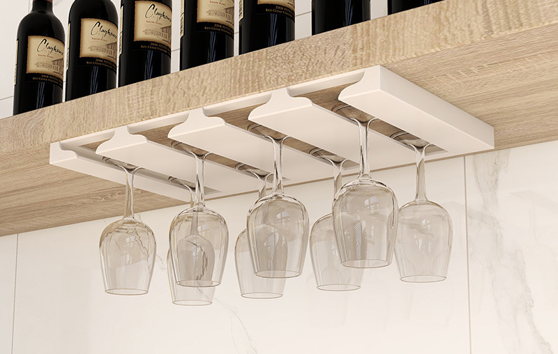 Białe złoto stojak na kieliszki robić wina strąk szafką Stemware uchwyt wieszak robić przechowywania metalowy Organizer robić kuchni barowej: biały 4slots