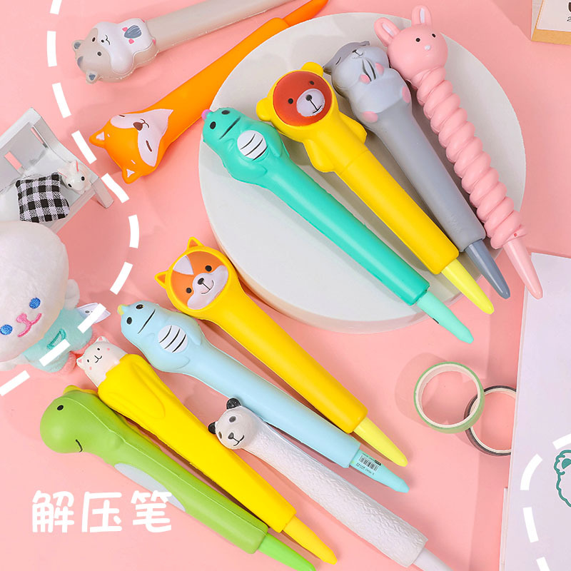 1Pcs Cute Soft Gel Pen Kawaii Decompression Pen Stationery Office School Supply Lovely Cartoon Pen Sponge Slow Rebound Gel Pen