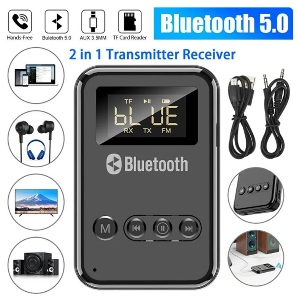 Bluetooth 5.0 Ontvanger Zender Adapter 3.5MM AUX MP3 TF HIFI Audio Adapter Voor Auto PC TV Thuis Speaker LED digitale Display