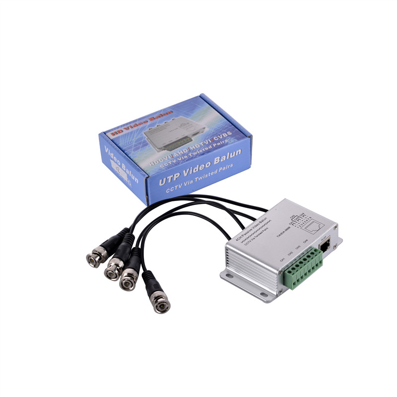 CCTV 4CH Passive Video BNC to UTP RJ45 Coax Adapter Camera DVR Balun 4CH Balun With UTP Cable