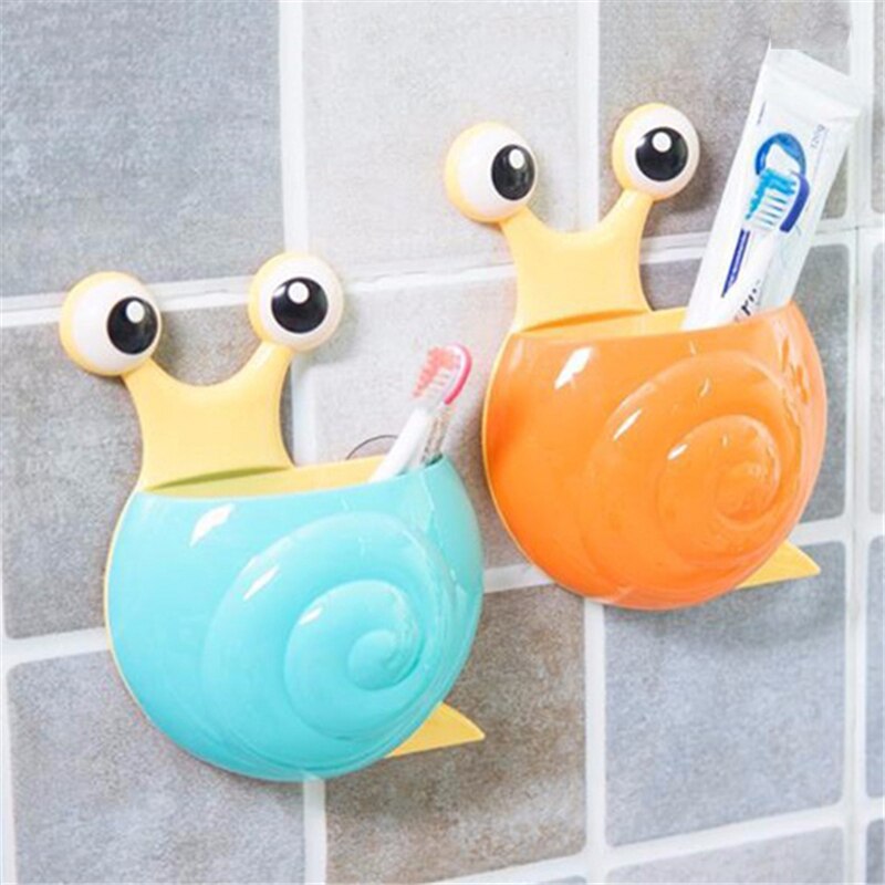 Snail Animals Cartoon Sucker Toothbrush Holder Cute Suction Hook Toiletries Tooth Brush Holder Tools Bathroom Accessories Sets