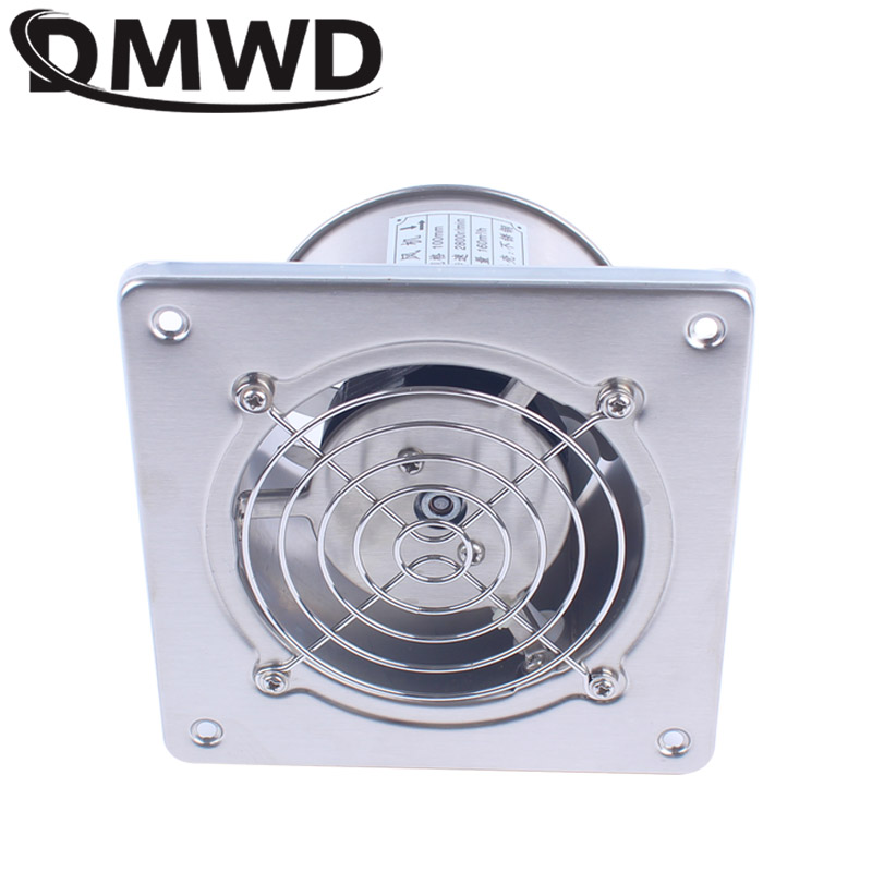 25W 4 Inch Kitchen Toilet Exhaust Fan Stainless Steel Louver Mini Window Exhaust Fan Air Ventilation Draft Blower Metal Pipe