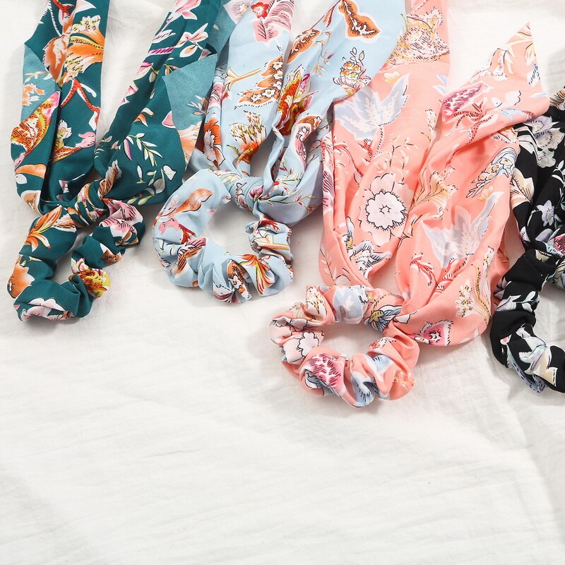 4 färger sött band blad blomma rosett hårring hästsvans hårnål hårband hårfäste hårfäste gummiband håraccessoarer