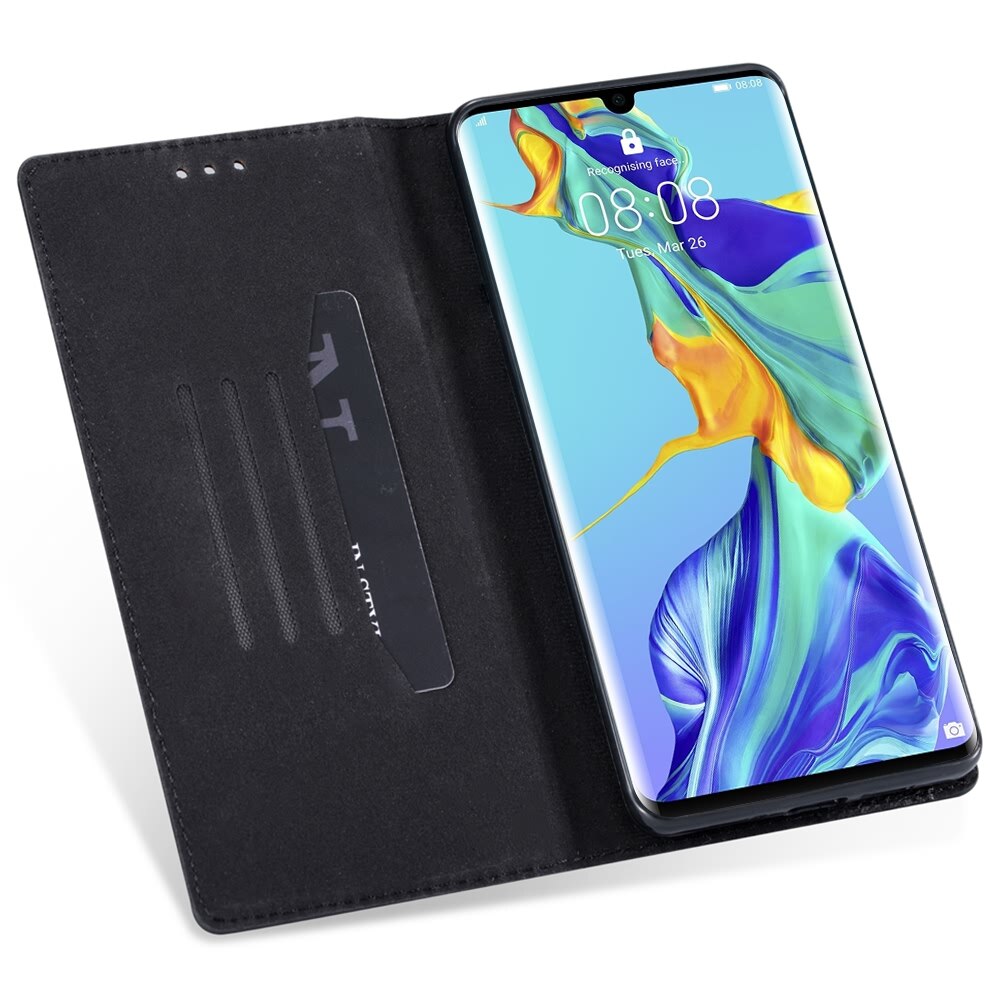 LLZ. Funda para teléfono con tapa de fibra de carbono para Huawei P30 Pro P20 Lite P10 P9 P8 P Smart Mate 20 10 Funda de cuero tipo cartera