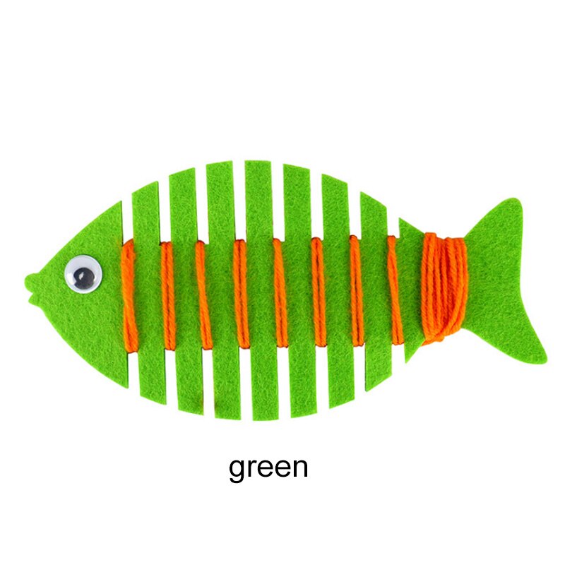 1 stk sød lille fisk gør-det-selv-materiale børnehave-barn forsyninger tidlig uddannelse miljøvenligt håndlavet ikke-vævet puslespil: Grøn