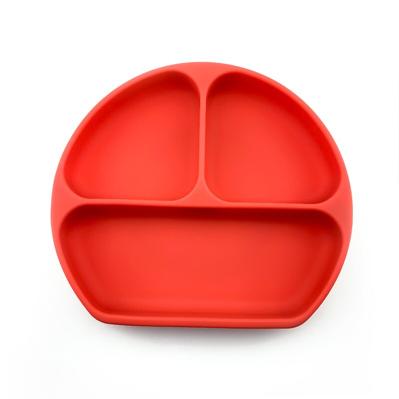 Children&#39;s dishes baby Silicone Sucker Bowl Baby placemat Tableware Set Smile Face Baby Tableware Set kids plate: Red