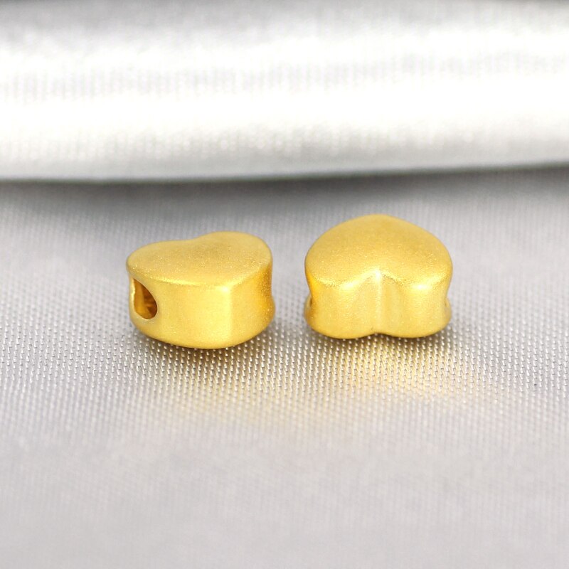 1Stck Echt Solide 24K Gelb Gold Anhänger 3D Glück Pinsel-beendet Herz Mini Anhänger 0,1-0,2g 6x7mm